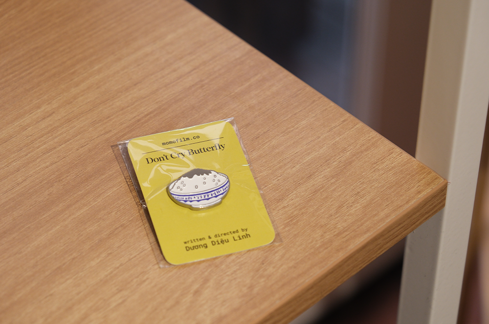 Don’t Cry, Butterfly enamel pin (rice bowl) by Momo Film Co