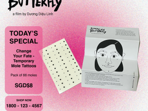 Don’t Cry, Butterfly temporary mole tattoo by Momo Film Co
