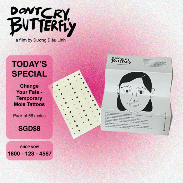 Don’t Cry, Butterfly temporary mole tattoo by Momo Film Co