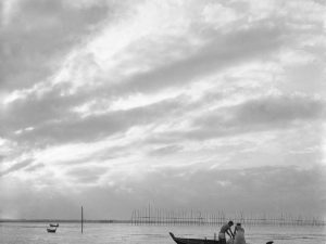 Time and Tide by Foo Tee Jun - Boats on coast of Changi, c. 1960s