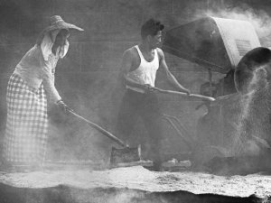 Time and Tide by Foo Tee Jun - Workers making cement by road side, c. 1960s