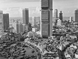 Passing Time by Lui Hock Seng - OCBC Building in construction, c. 1970s