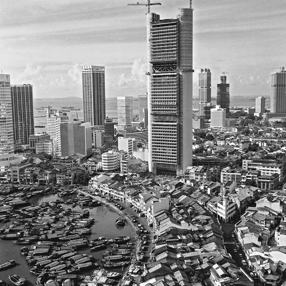 Passing Time by Lui Hock Seng - OCBC Building in construction, c. 1970s
