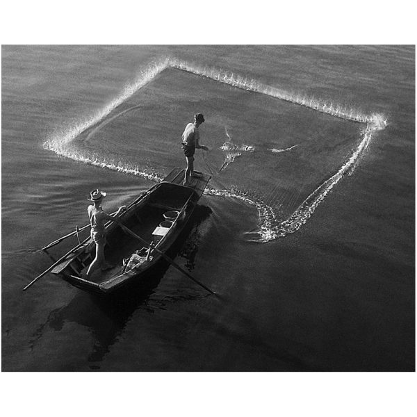 Passing Time by Lui Hock Seng - Fisherman casting net, Merdeka Bridge, c. 1960s – 1970s