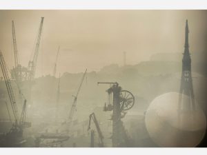 Prints by Richard W J Koh - Cranes in the Mist (2014), 40 cm x 27 cm